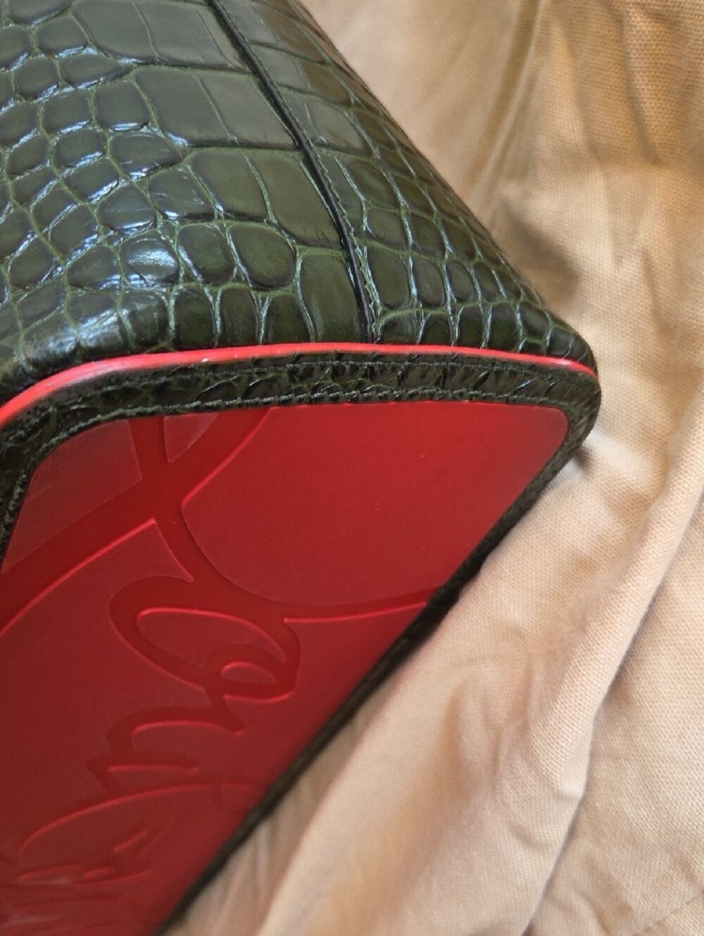 Christian Louboutin Cabarock Crocodile Embossed Tote with Red Lining - Picture 5 of 12